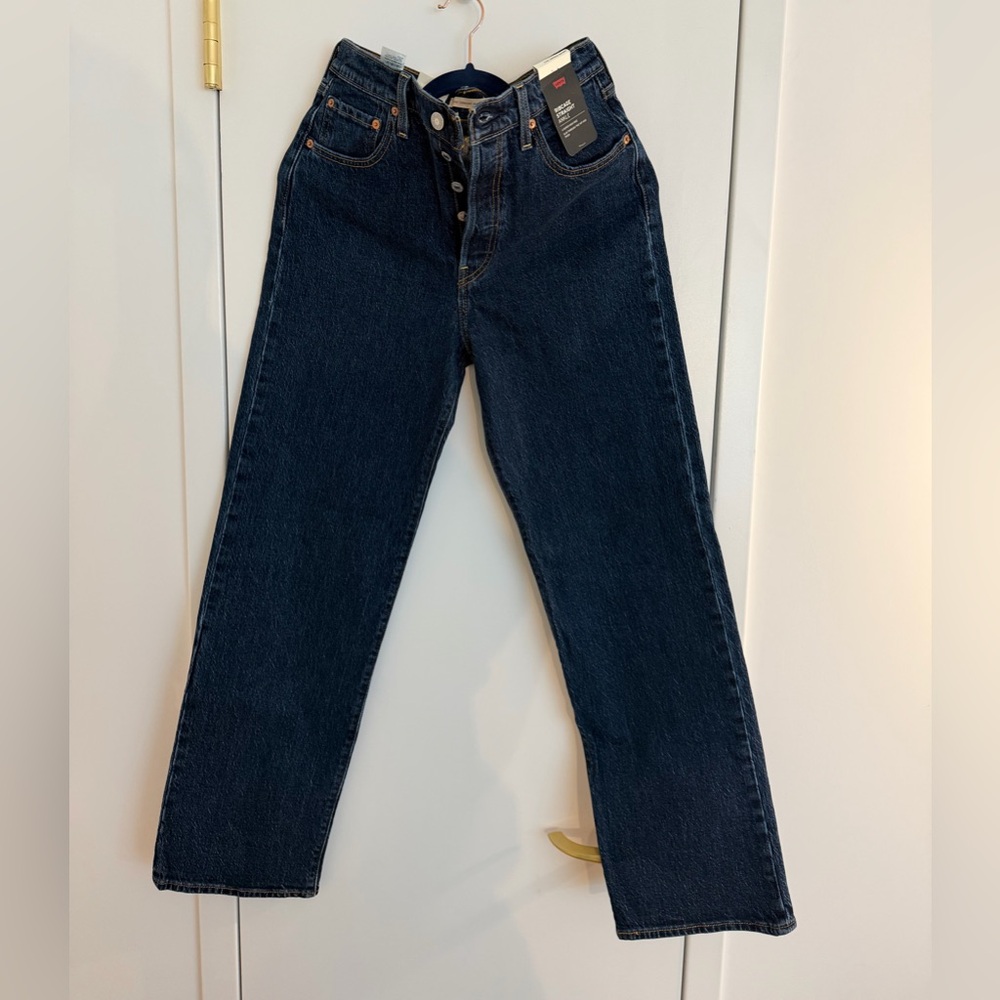 Levi's Ribcage Straight Ankle Jeans in Dark Stone